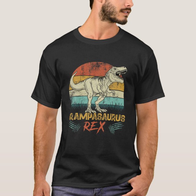 Retro Fathers Day Grampasaurus Dinosaurus Family T-Shirt (Front)