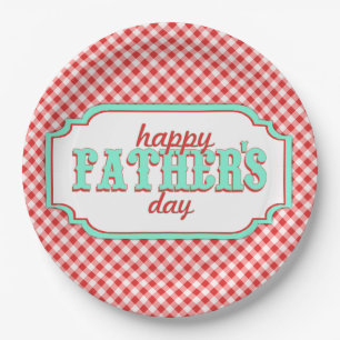Retro Fathers Day Paper Plates-Plaid Paper Plate