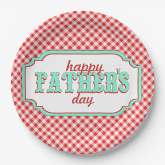 Retro Fathers Day Paper Plates-Plaid Paper Plate