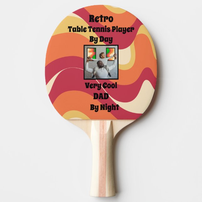 Retro Father's Day Psychedelic Pattern With Photo Ping Pong Paddle (Front)