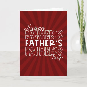 Retro Father's Day Red Sunburst Card