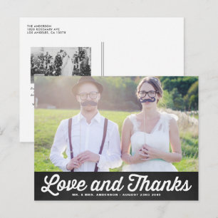 Retro Faux Chalkboard Photo Wedding Thank You Postcard