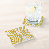 Retro Faux Gold Foil Checks Warped Chequerboard  