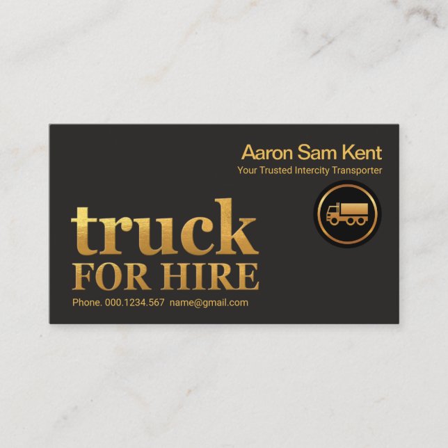 Retro Faux Gold Truck Signage Trucking Transport Business Card (Front)