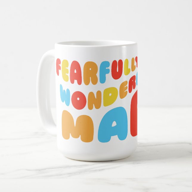 Retro Fearfully & Wonderfully Made Psalms 139:14 Coffee Mug (Front Left)