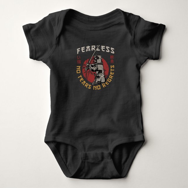 Retro Fearless Samurai - Samurai Quote Baby Bodysuit (Front)