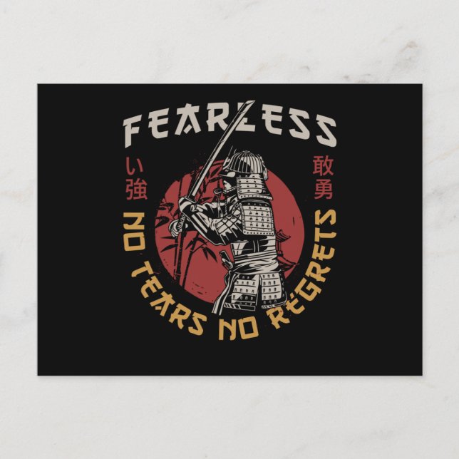 Retro Fearless Samurai - Samurai Quote Postcard (Front)