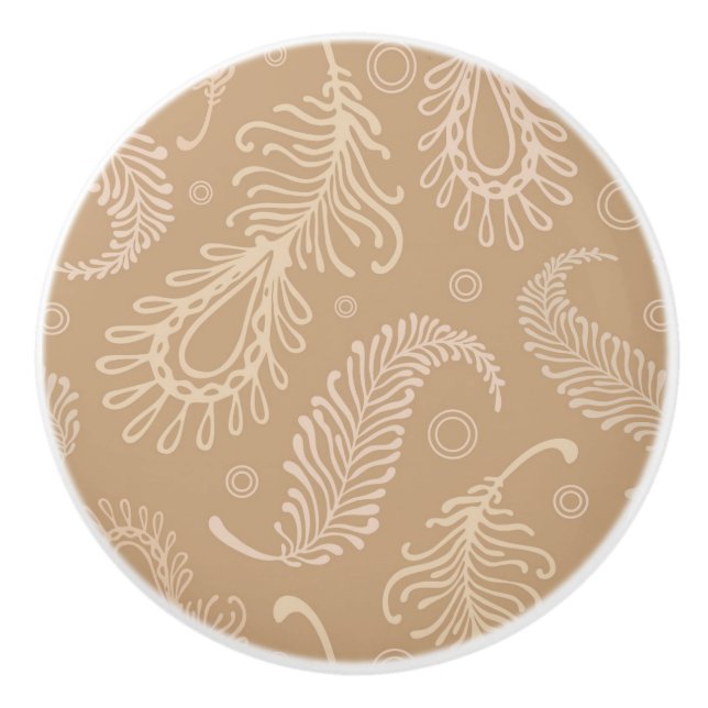 Retro-feater-pale-pattern Ceramic Knob (Front)