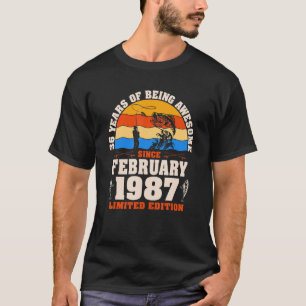 Retro February 1987 36 Year Old Fishing  36th Birt T-Shirt
