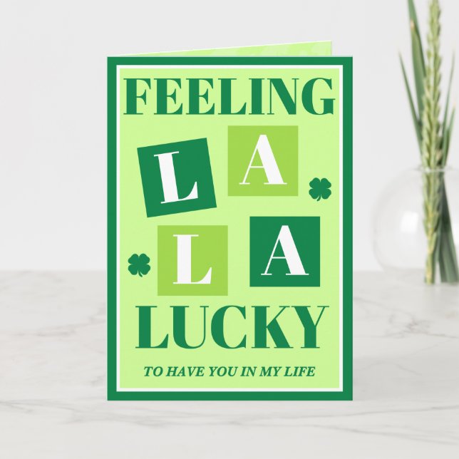 Retro Feeling La La Lucky St. Patrick's Day Card (Front)
