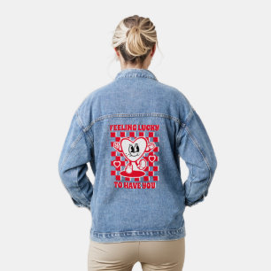 Retro Feeling Lucky Women's Valentine's Day  Denim Jacket