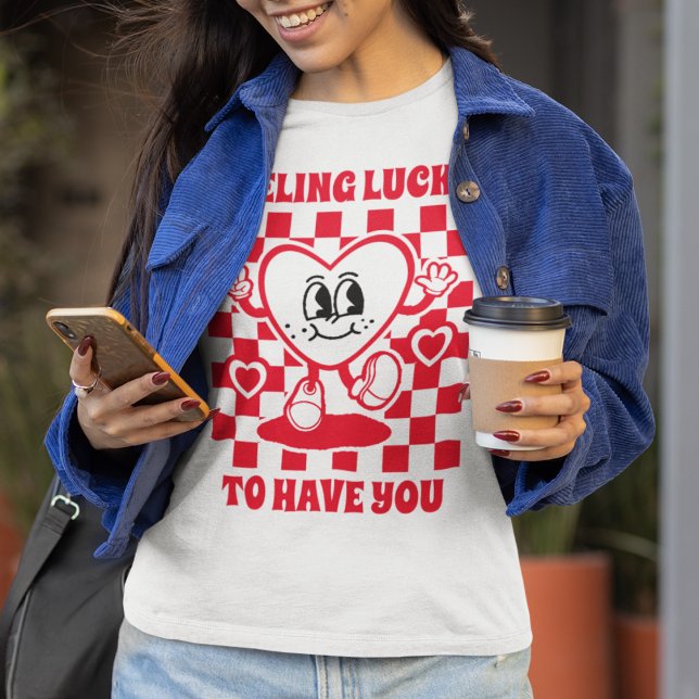 Retro Feeling Lucky Women's Valentine's Day  T-Shirt (Creator Uploaded)