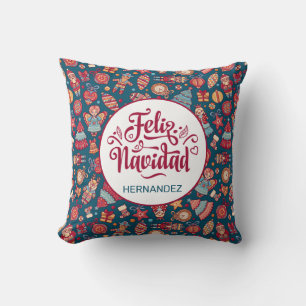 Retro Feliz Navidad Personalised Cushion