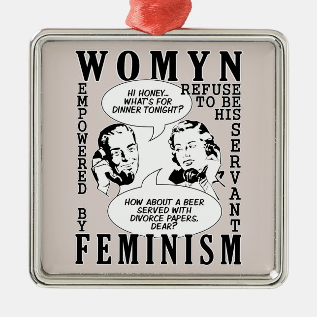 Retro Feminist Humour ornament (Front)