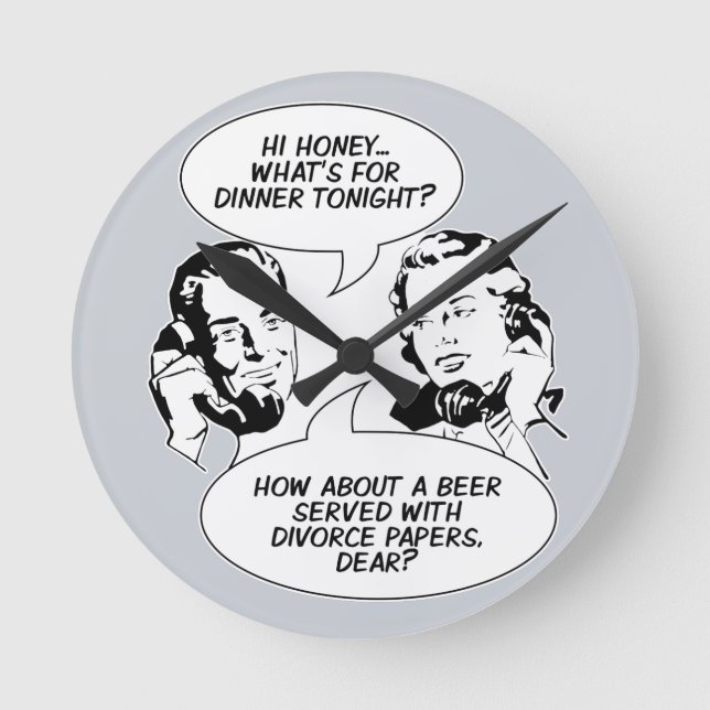 Retro Feminist Humour wall clocks (Front)