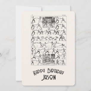 Retro Fencing Mens' Happy Birthday Card