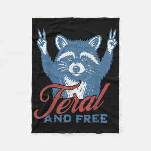 Retro Feral And Free Fourth 4th Of July Racoon Me Fleece Blanket