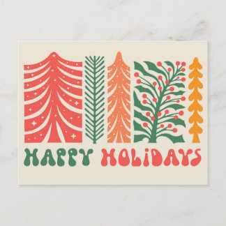 Retro Festive Forest Holiday Postcard