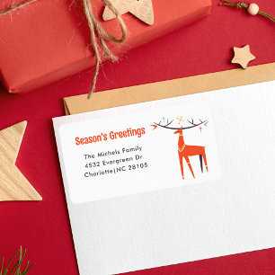 Retro Festive Seasonal Christmas Reindeer Modern  Label