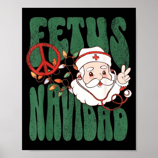 Retro Fetus Navidad Santa Claus Christmas Obgyn Nu Poster (Front)