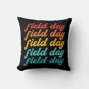 Retro Field day yellow field day games teachers k Cushion