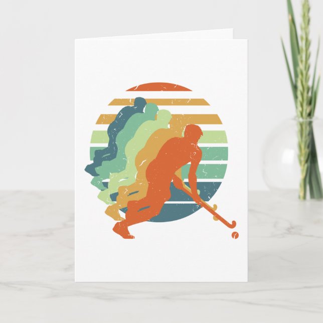 Retro Field Hockey Game Player, Field Hockey Sport Card (Front)