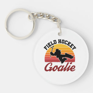 Retro Field Hockey Goalie Player Key Ring
