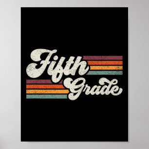 Retro Fifth Grade Teacher Ck To School  Poster