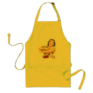 Retro fifties woman, canned vegetables standard apron