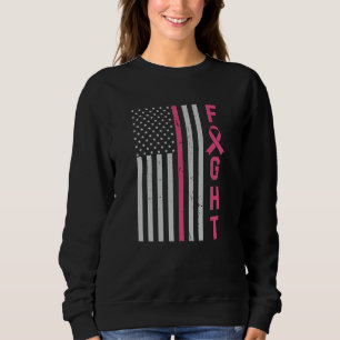 Retro Fight American Flag Breast Cancer Awareness Sweatshirt
