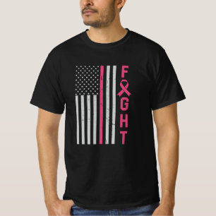 Retro Fight American Flag Breast Cancer Awareness T-Shirt