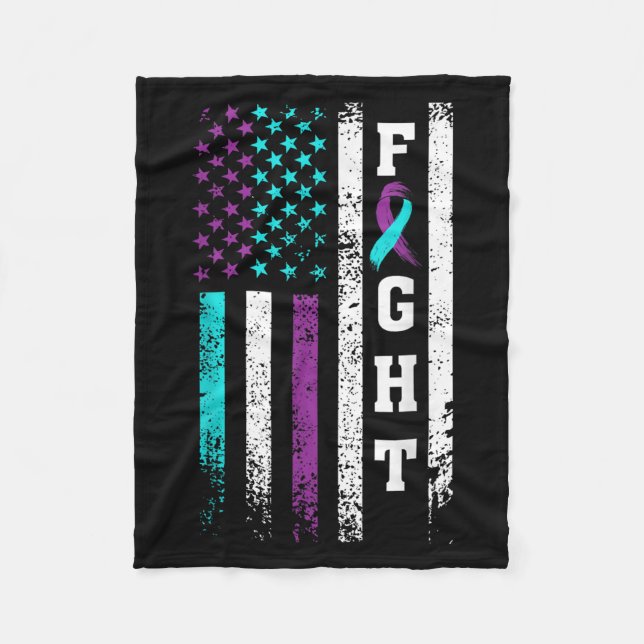 Retro Fight Suicide Prevention Awareness Us Flag  Fleece Blanket (Front)