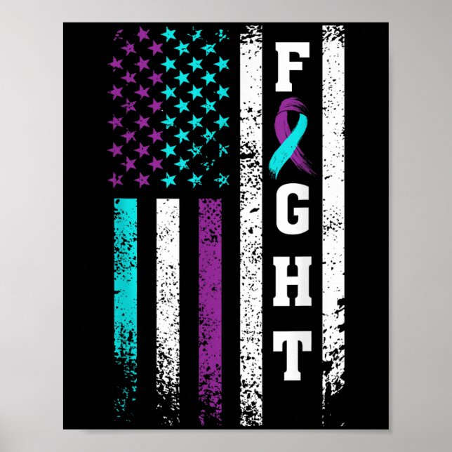 Retro Fight Suicide Prevention Awareness Us Flag  Poster (Front)