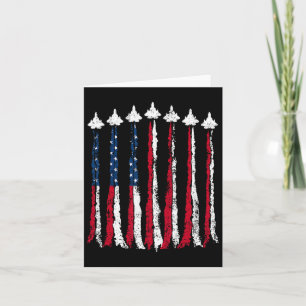 Retro Fighter Jet Aeroplane American Flag Heart 4t Card