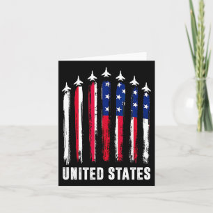 Retro Fighter Jet Aeroplane Usa Flag 4th Of July P Card