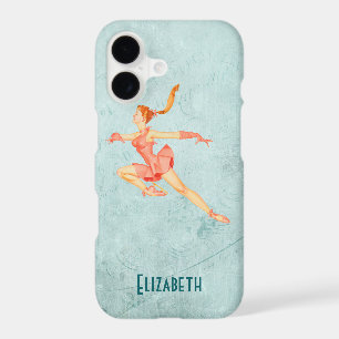 Retro Figure Skater In A Pink Outfit Personalised