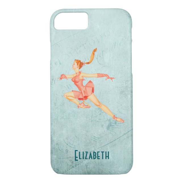 Retro Figure Skater In A Pink Outfit Personalised Case-Mate iPhone Case (Back)