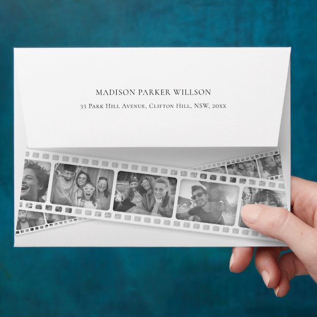 Retro Film Strip Custom Photos Movie Party Envelope (Hand)
