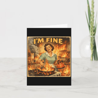 Retro Fine Meme Housewife Sarcastic Cat Moms Card