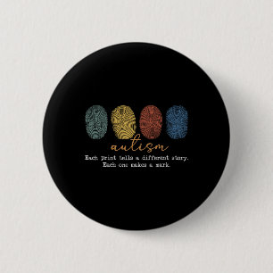 Retro Fingerprint Autism 6 Cm Round Badge