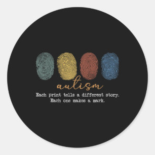 Retro Fingerprint Autism Classic Round Sticker