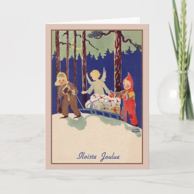Retro Finnish Iloista Joulua Christmas Card (Front)