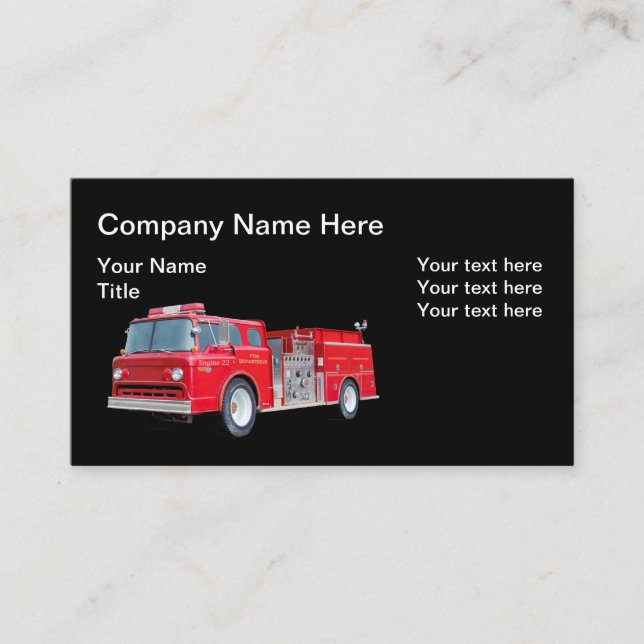 Retro Fire Engine Theme Business Cards (Front)