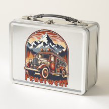 retro fire fighter & mountain