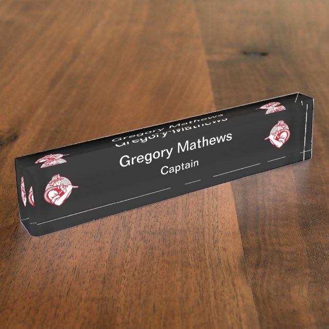 Retro Firefighter Captain Desk Name Plates (Side)