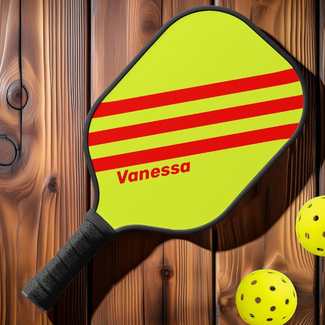 Retro Firetruck Three Stripes with Name Pickleball Paddle (Creator Uploaded)