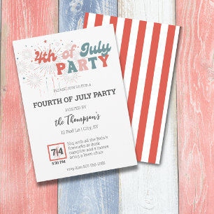 Retro Fireworks 4th of July Party Invitation