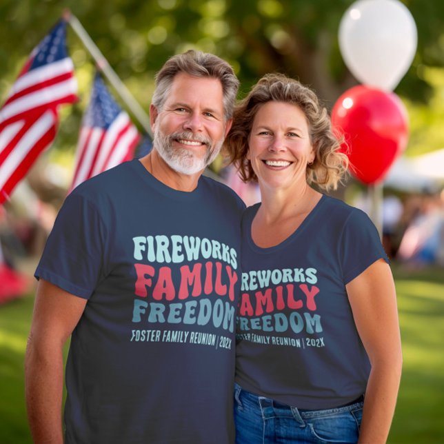 Retro Fireworks Family Freedom Family Reunion T-Shirt (Creator Uploaded)