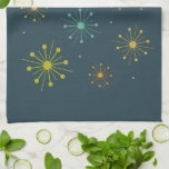 Retro Fireworks Starbursts Dark Blue Mid Century Tea Towel<br><div class="desc">Decorate your kitchen with this fabulous retro firework starburst mid century style dark blue kitchen towel. It will look fabulous hanging from the front of your oven!</div>