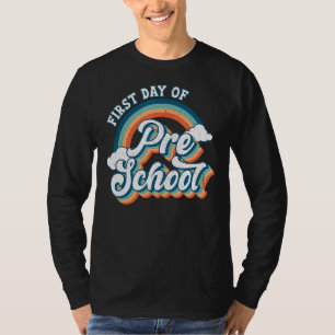 Retro First Day Of Preschool Teacher Student Back T-Shirt